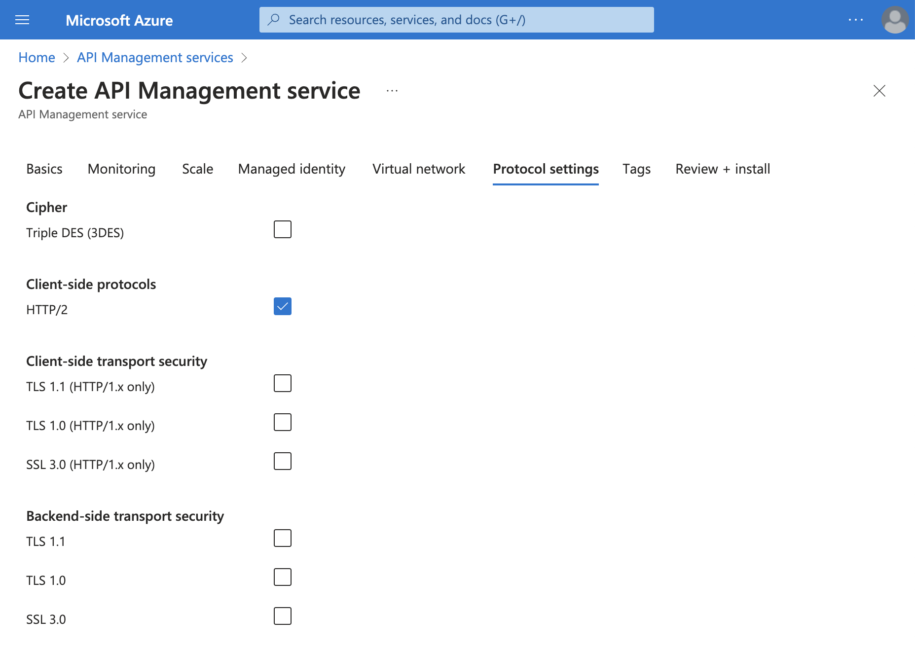 Add http protocol to APIM instance