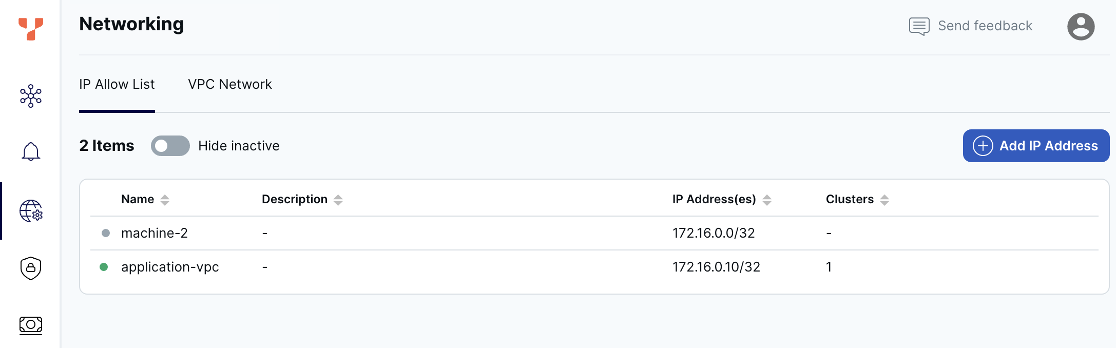 IP Allow List tab